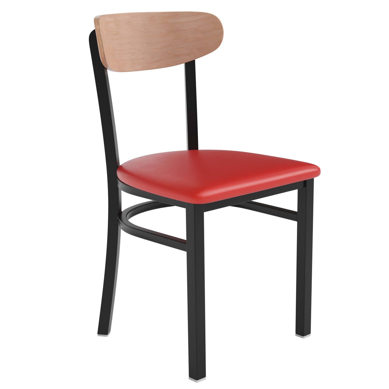 Emma and Oliver Yara Industrial Dining Chair with Rolled Steel Frame and Solid Wood Seat - 500 lbs. Static Weight Capacity